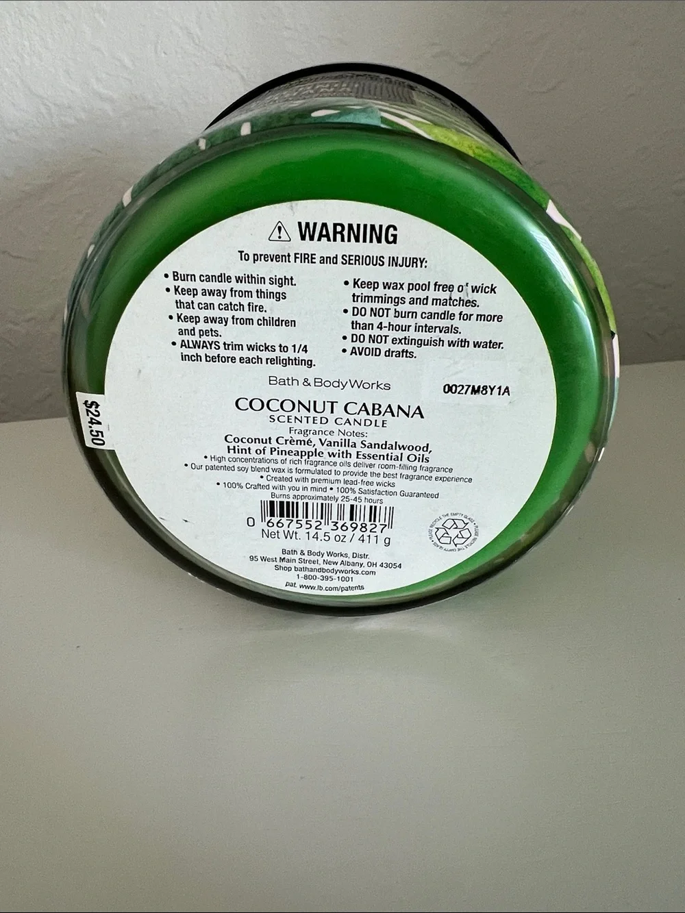Bath & Body Works Coconut Cabana Scented Candle - Pink & Green - Picture 2 of 4